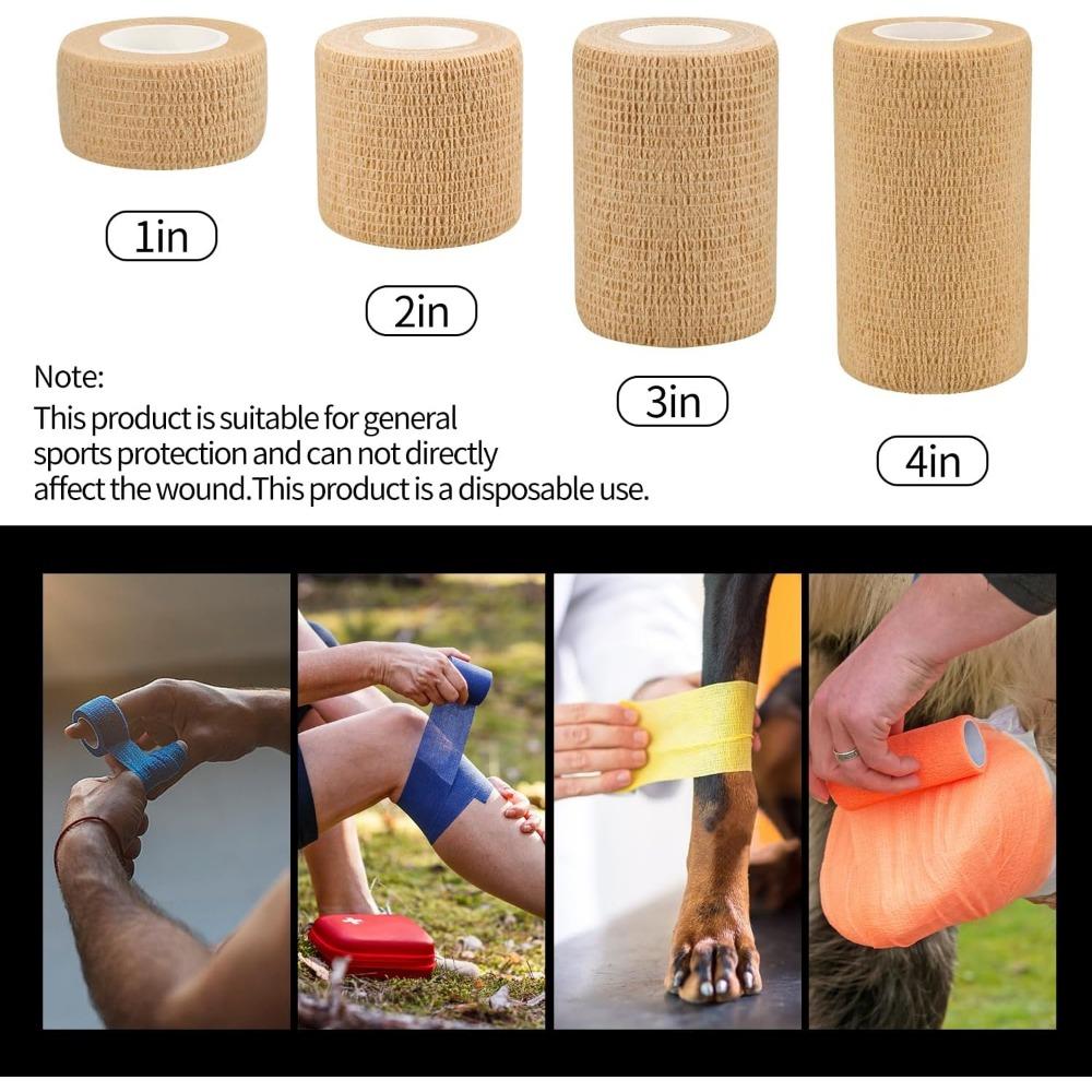 6 יחידות תחבושות דביקות עצמיות 5 ס"מ (2 אינץ'), תחבושות וטרינריות, 12 צבעים לבחירה, תחבושות דביקות עצמיות באורך 4.5 מטר (5 יארד) לספורט, פרק כף היד, הקרסול ונפיחות