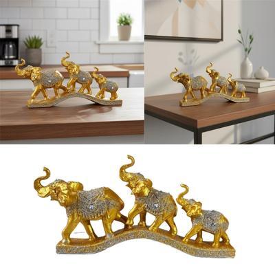 Three Elephant Statue Sculptures Decorative Animal Figurines Table Ornament Symbols Wealth Career Home Decorations