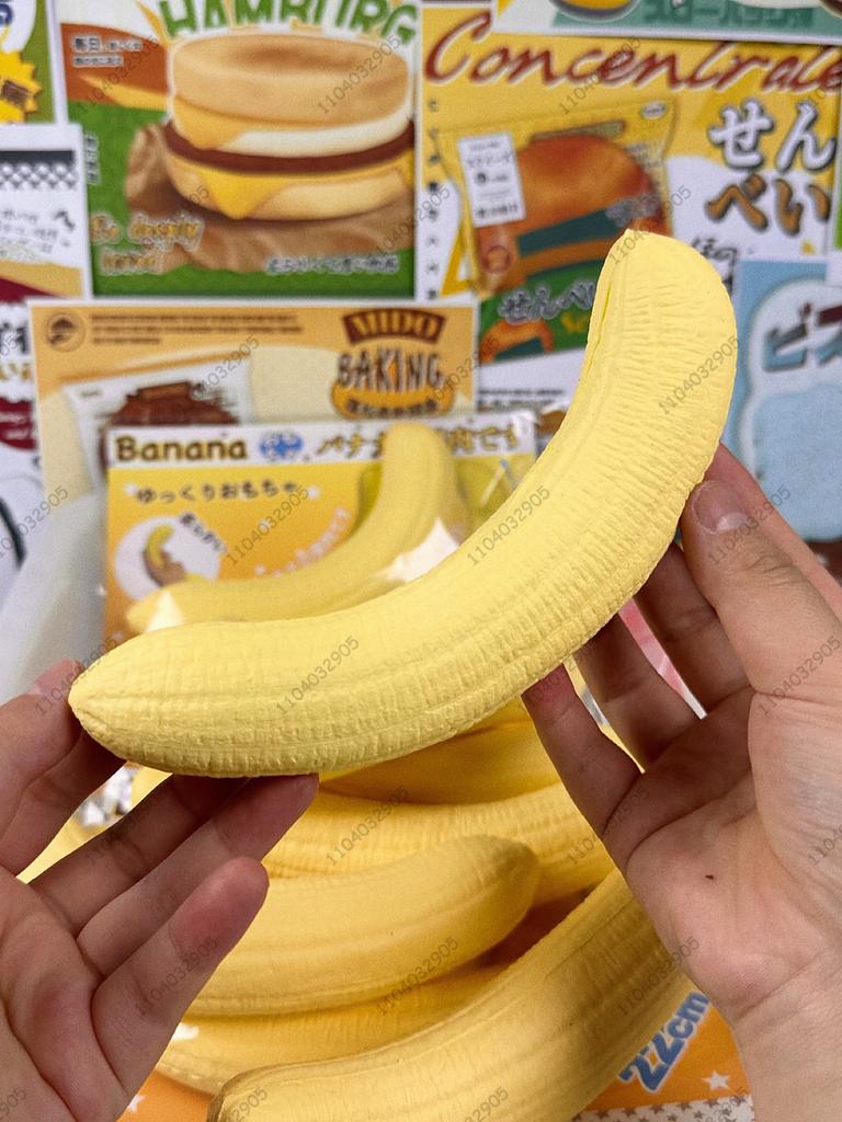 Bananenfleisch Squishy Spielzeug Langsam Aufgehend Gelbe Banane Langsames Zurückfedern Quetschspielzeug Anti-Stress-Entlastungsball Handentspannungsspielzeug Geschenk