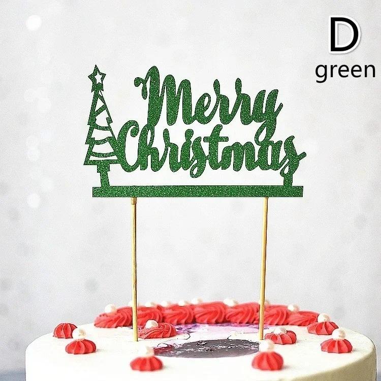 10 Stück/Los Gold Rot Frohe Weihnachten Party Kuchen Topper Dekoration für Weihnachtsdekorationszubehör