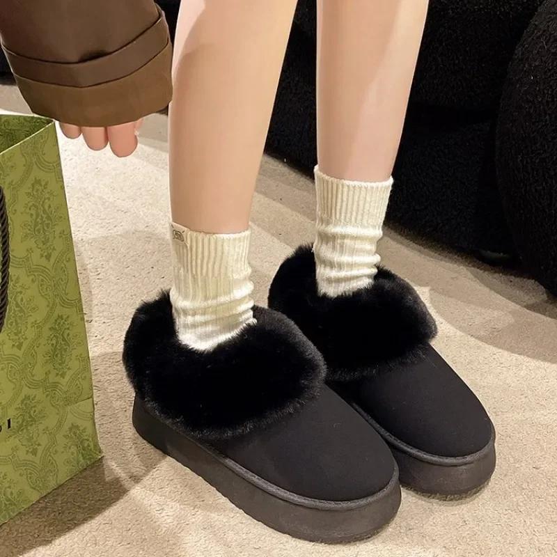 New Warm Boots Women Winter Flats Shoes Short Plush Fur Ankle Snow Boots Casual Shoes Sport Suede Motorcycle Botas