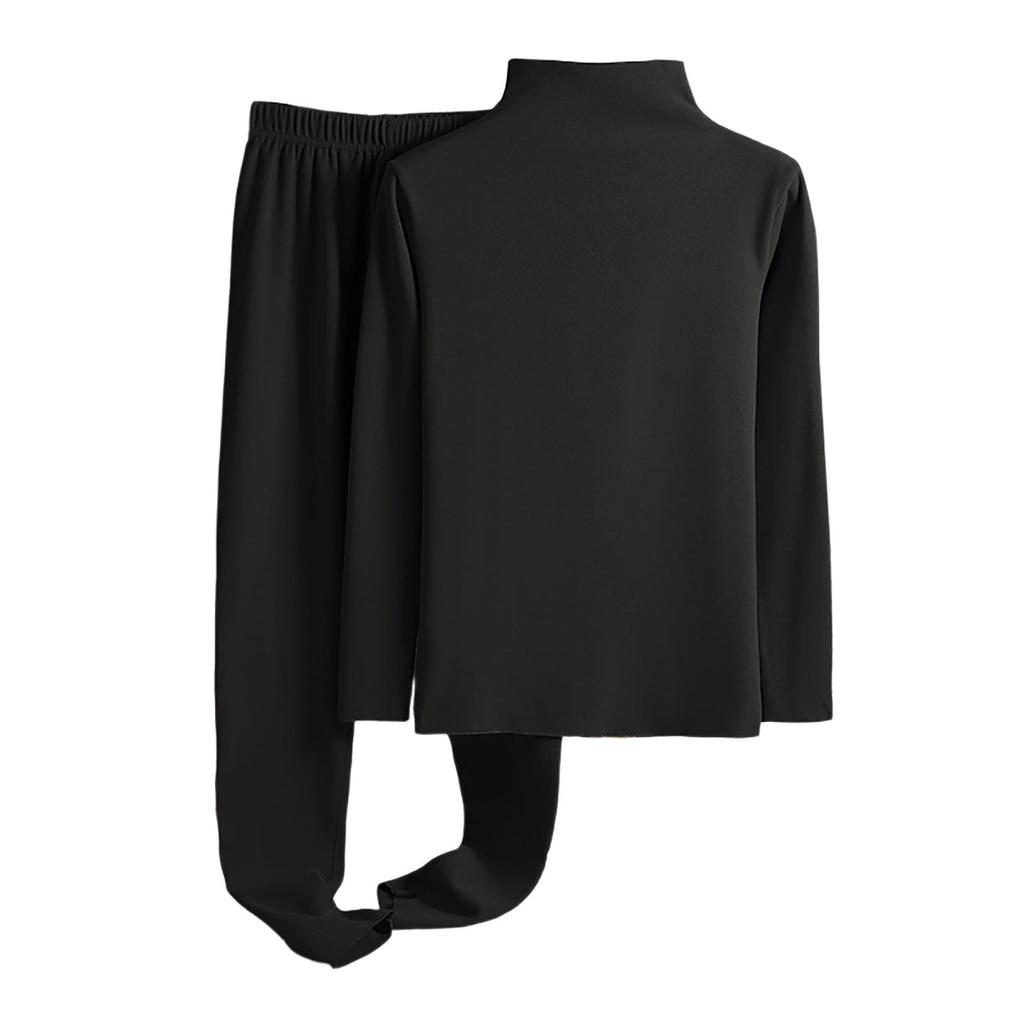 Ladies' Casual And Comfortable Long Sleeved Solid Color With Thick Velvet Sleepwear And Warm Pants Plus Size Set
