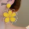 Long Earrings 1 Pair Women Drop Flower-Shaped Sweet Stud Delicate