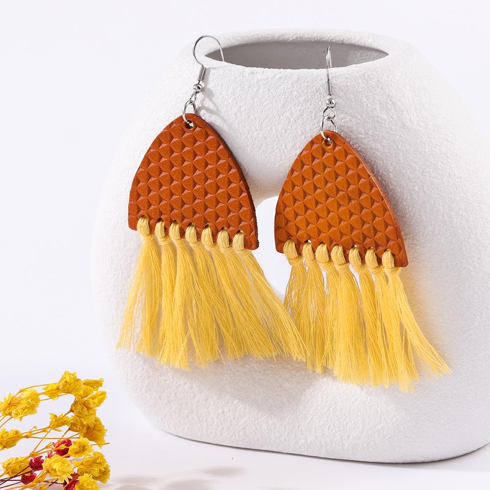 

Европейские и американские высококлассные серьги-подвески с кисточками ручной работы - винтажный этнический стиль