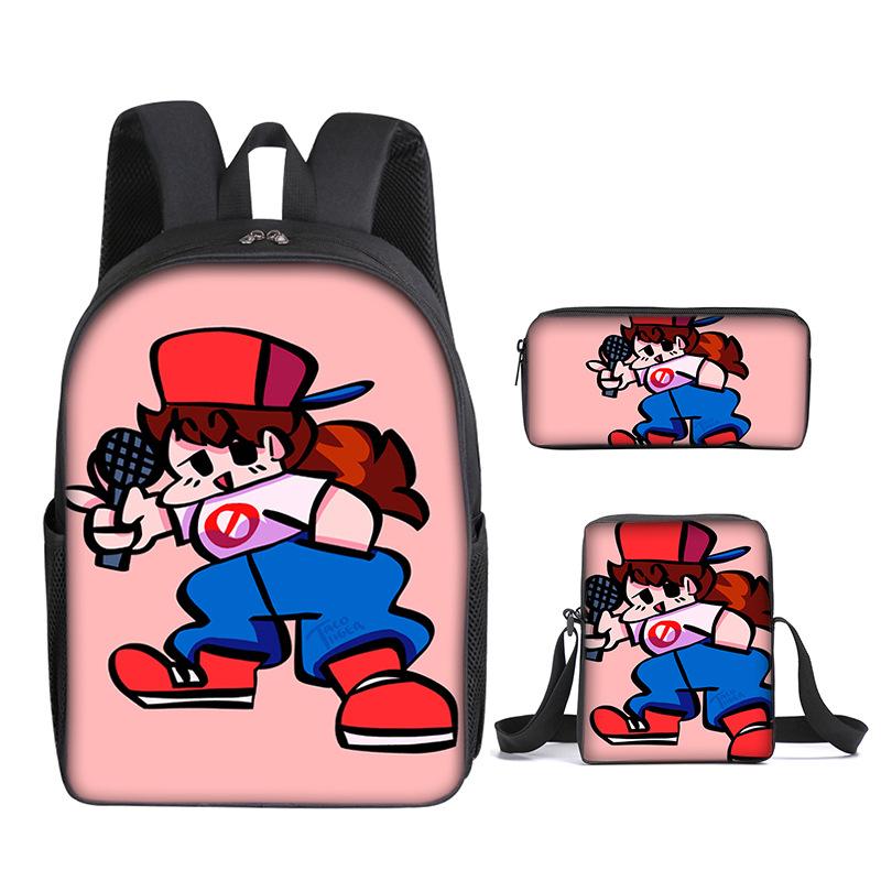Classic Funny Friday Night Funkin 3D Print 3pcs/Set Pupil School Bags Laptop Daypack Backpack Inclined Shoulder Bag Pencil Case