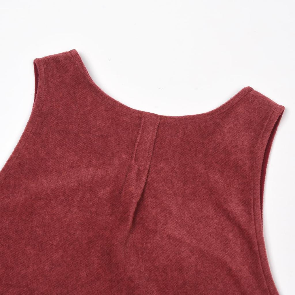 Fleece Fleece Side Button [Kusuguru Japan] Apron, Apron, Red, M-L