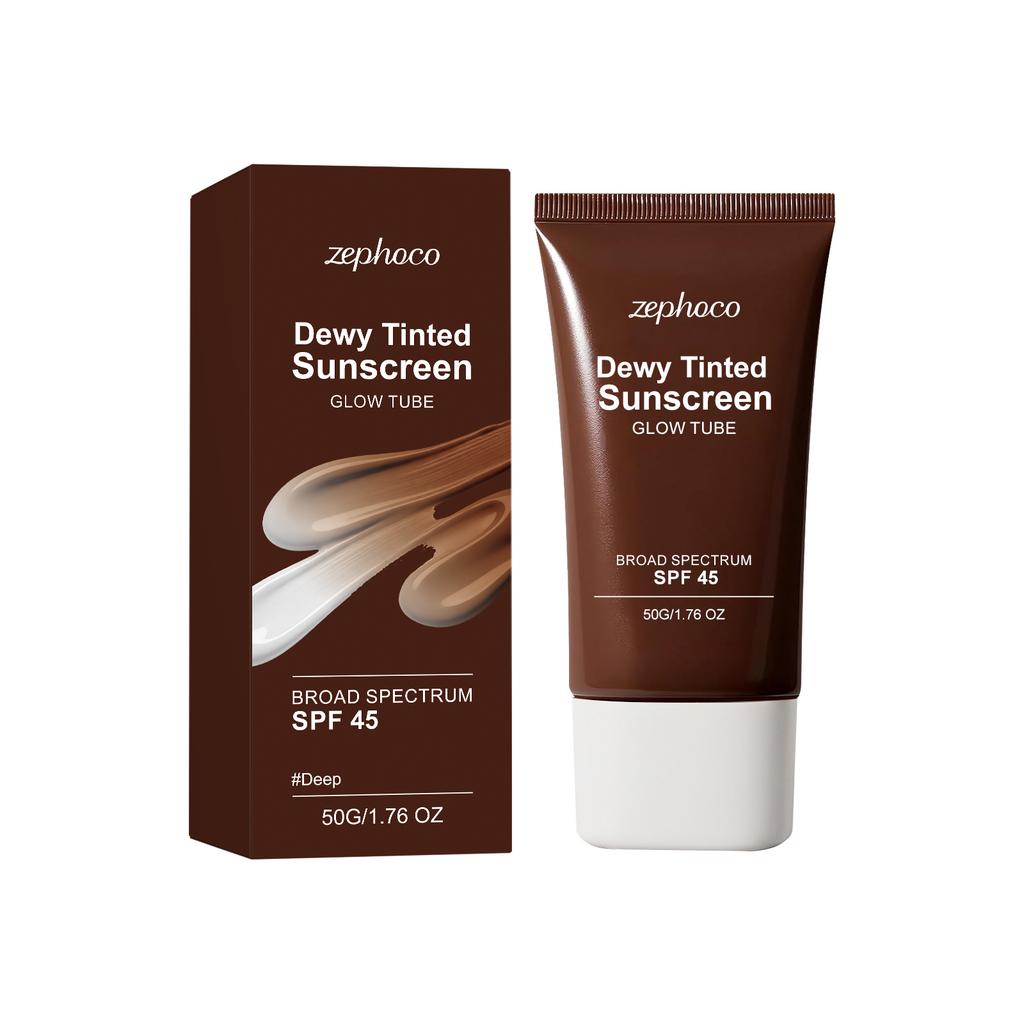 Zephoco Dewy Tinted Sunscreen SPF 45 Dark Shades 50g