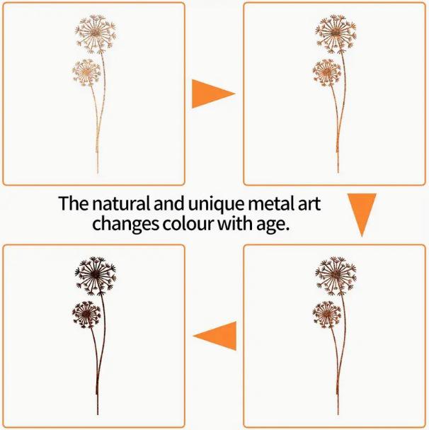 Dandelion Metal Wall Sculpture - Rustic Home Decor