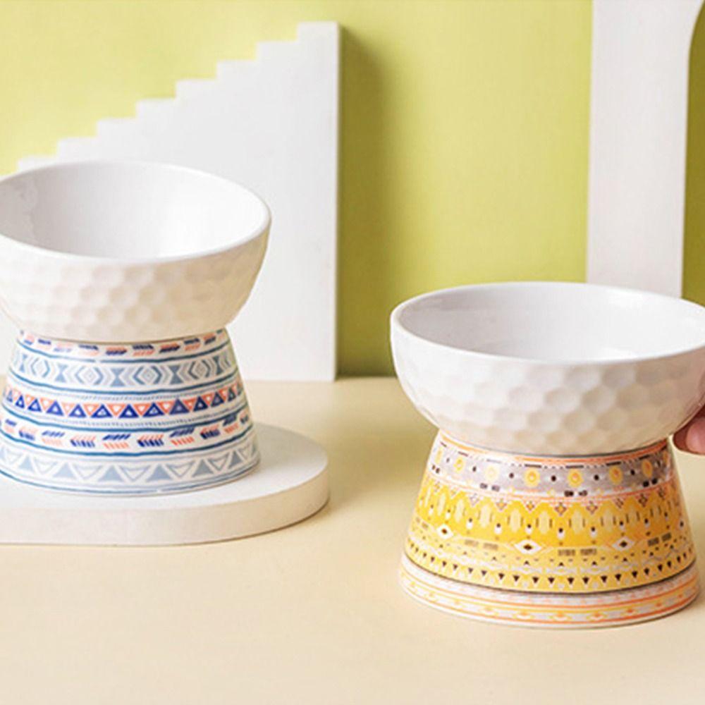 Ceramic Cat Bowl Creative Pet Drinking Feeder Bohemian Style Dog Food Feeding Basin  Pet Snack
