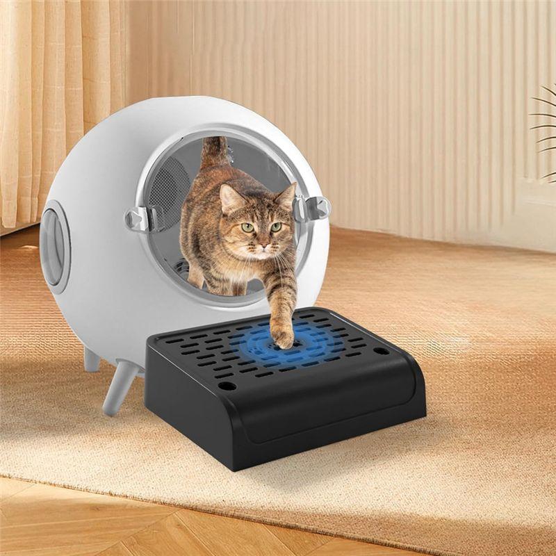 M-Modern-Cat Litter Box Ramp With Filter Function, Double Layered Self-Cleaning Cat Litter Box Litter Trapper With Storage