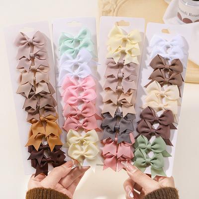 10 Stück/Los Einfarbiges Band Baby Schleifen Haarspangen für Babymädchen Handgefertigte Schleife Haarnadel MiNi Haarspangen Kinder Haarschmuck