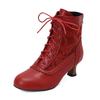 New Lace Up Ladies High Heel Shoes Strange Steampunk Boot Victorian Ankle Boots Women Pointed Toe Thick Soled Short Boots