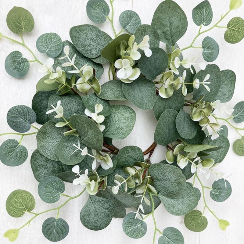 Christmas Candle Garlands Rings Simulation Mini Wreaths for Candle Christmas Candle Holder Candle Wreaths Christmas