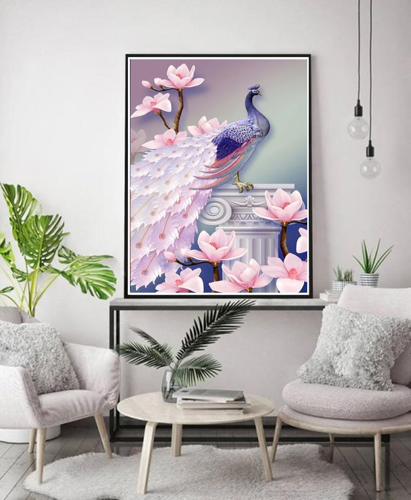 5d Diy Peacock Diamond Painting Full Round Drill Mosaic Diamont Embroidery Animal Cross Stitch Home Decor Christmas Gift