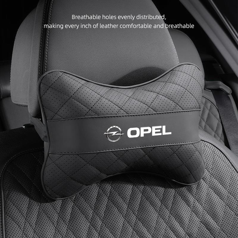 AAEB1 Car Seat Neck Pillow Leather Memory Cotton Headrest For Opel Corsa D Astra Insignia Mokka Adam Cascada Car Interior Head Support