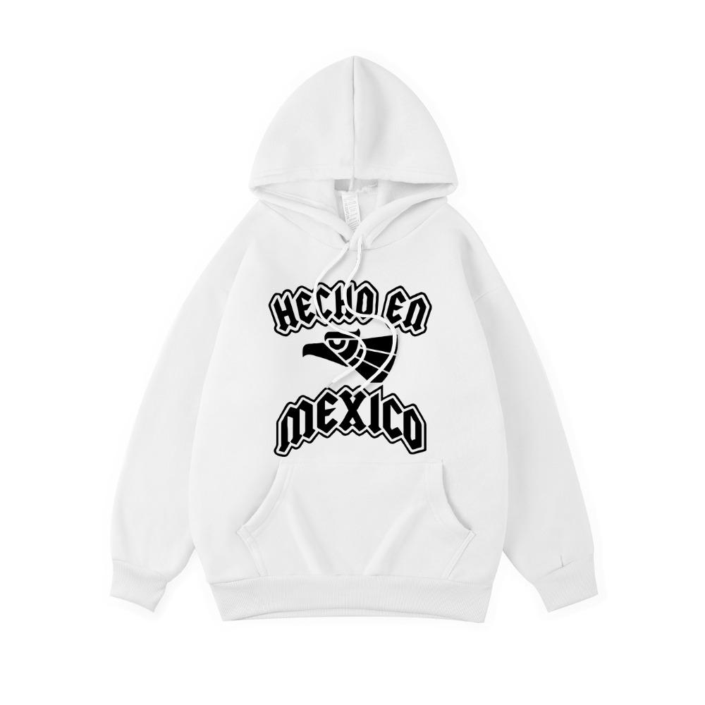 Hecho Ed Mexico Letter Printing Hoodies Womens Basics Sporty Hoody Fleece Warm Soft Sweatshirt Woman Sportswear