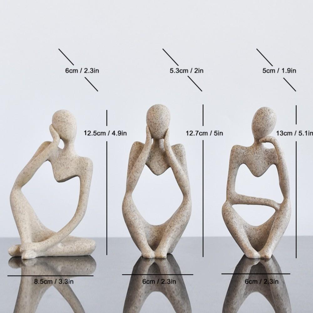 Moderne Der Denker Statue Sandfarbe Schreibtisch-Display-Ornamente Lese-Dekor