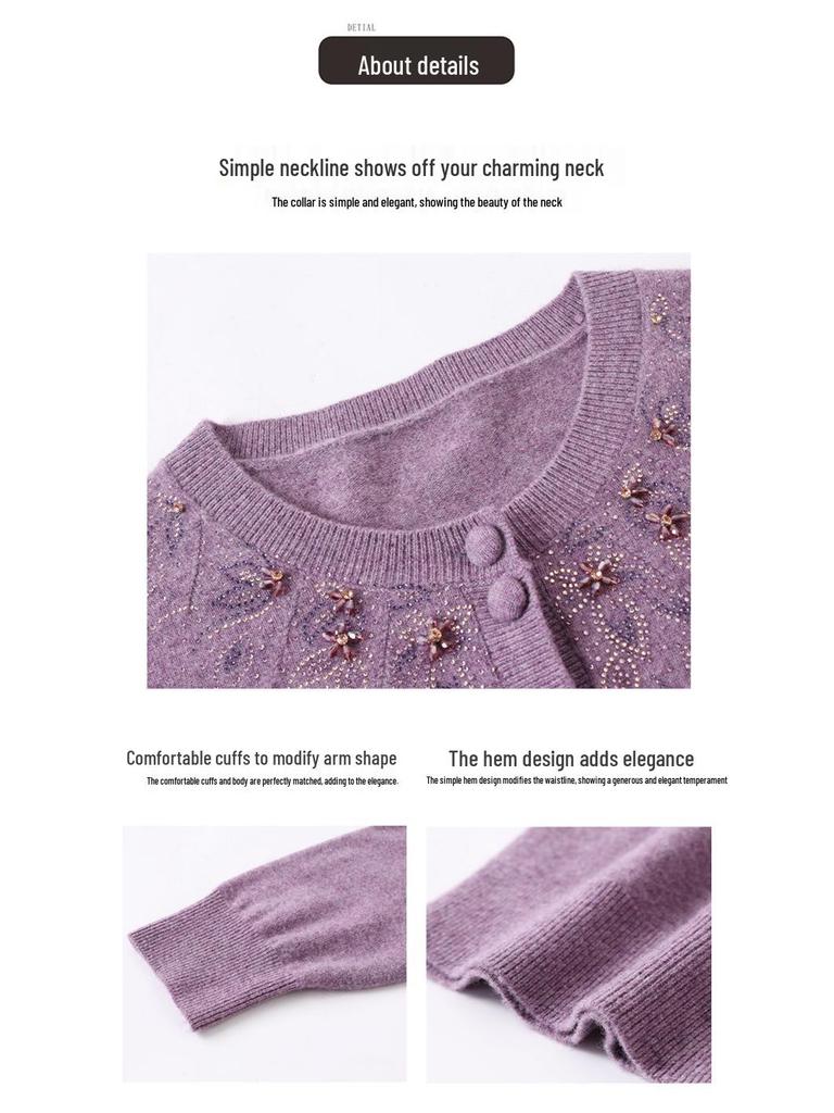 Women's Luxury Wool Cardigan Coat 2025 - Pure Wool, Round Neck, Loose Fit Sweater