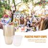 BHBL Gold Plastic Cups Clear Plastic Wine Glasses, Fancy Disposable Hard Plastic Cups with Gold Glitter for Party Cups 50Pcs
