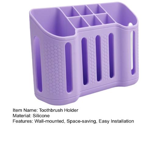 Wall-mounted Toothbrush Holder 8 Slots Bathroom Organizer Electric Toothbrush And Toothpaste Holder with Suction Cup for Bathroom Accessories