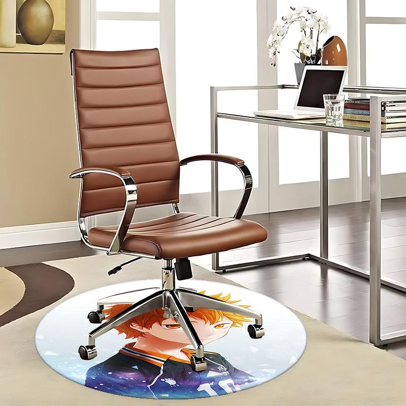 

1pc Haikyuu Hinata Shoyo Anime Design Round Carpet - Office Chair Mat, Non-Slip Rug for Home Decor, Seasonal Gift, Suitable for Office, Living Room 80cm