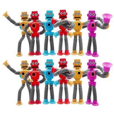 4/16PCS Pop Tubes Suction Cup Robot Toys Stress Relief Telescopic Robot Sensory Toys Bulk Funny Gift for Kids Boys Girls