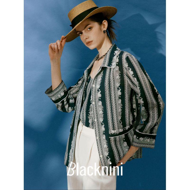 Blacknini Yinhuafu/Holiday Series Matte 12 M Silk Crepe De Chine Shirt/Sling/Shorts