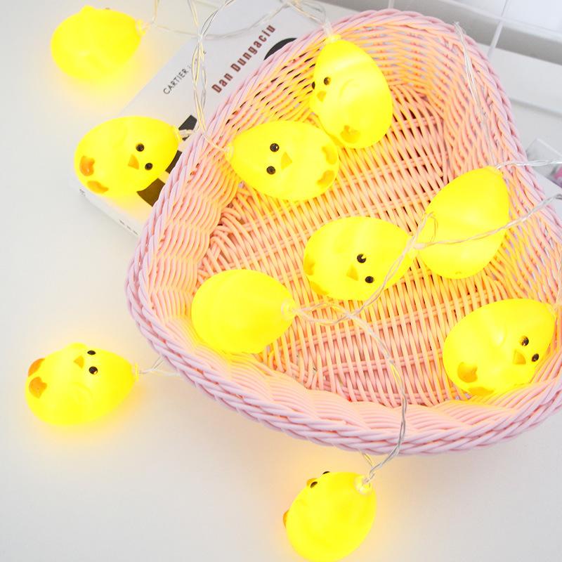 10LED dekoracja na przyjęcie wielkanocne wielkanocny królik pasek światła mały żółty kurczak girlanda LED Fairy Light Happy Easter Home Decor