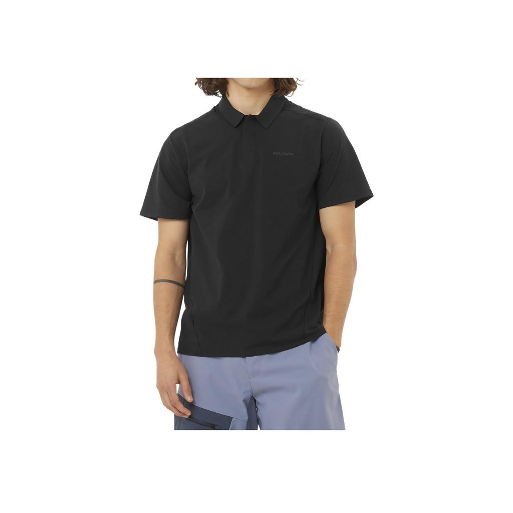 Salomon Trackline Soft Comfortable Breathable Short Sleeve Polo Shirt Men tops Black C24394
