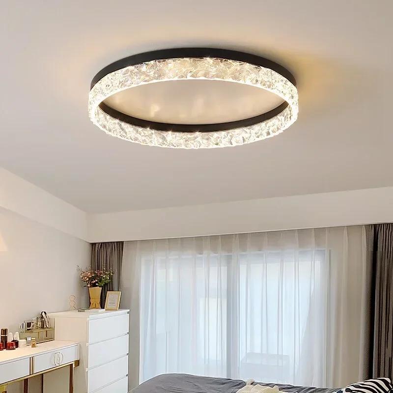 Nordic Modern LED Ceiling Light Dimmable Round Chandelier Ceiling Lamps Living Dining Room Bedroom Glossy Home Lighting Fixtures