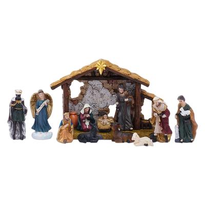 Christmas Nativity Figurines Holy Family Figure with Donkey Nativity Figure,Table Ornament Religious Christmas Decors