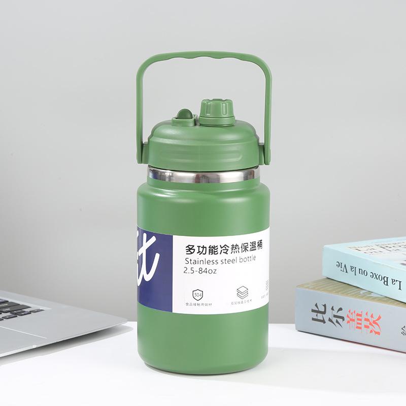 50oz New large capacity insulation bucket, Multi-functional 304 stainless steel thermo jug, Outdoor portable sports kettle, 1.5L
