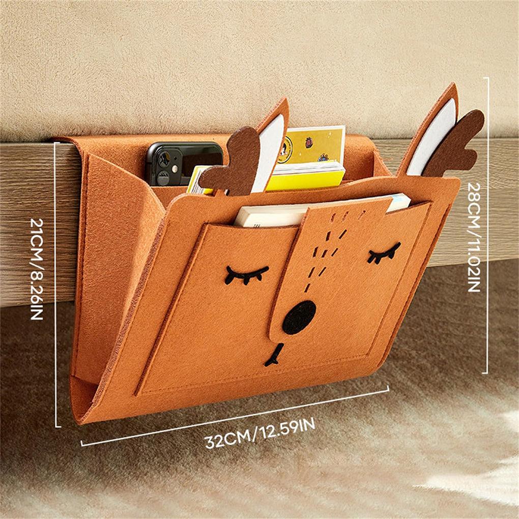 Bedside storage bag, bedside organizer, dormitory cloth basket bed sofa animal classified storage books/glasses/mobile