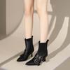 Pointed Buckle with Niche Short Boots 2025 Autumn and Winter New Thin Heels Retro Versatile Short Tube Fried Street Thin Boots Women's Trend
