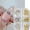 New 6-grid jewelry ins metal gold and silver mini bow nail art jewelry