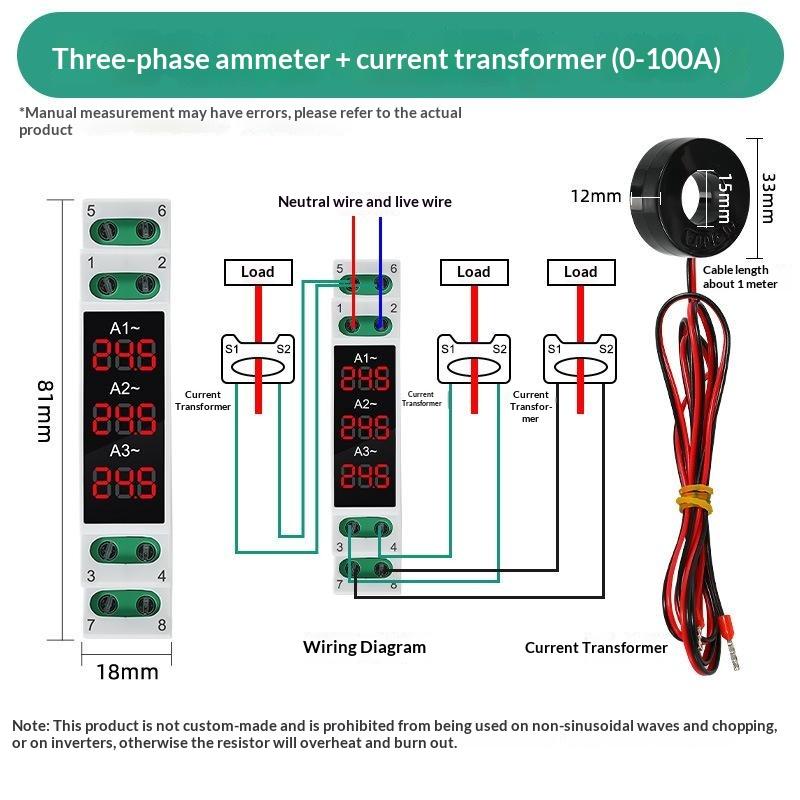 Digital Three Phase Voltage Meter LED Display Modular Design Anti-interference for Communication Base Station Power Supply Monitoring