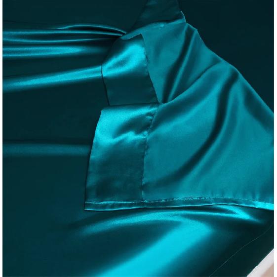 Summer Luxury Satin Silk-like Bed Sheet Set (Flat Sheet/Fitted Sheet + Pillowcase) Solid Color Mattress Cover Twin Full Queen
