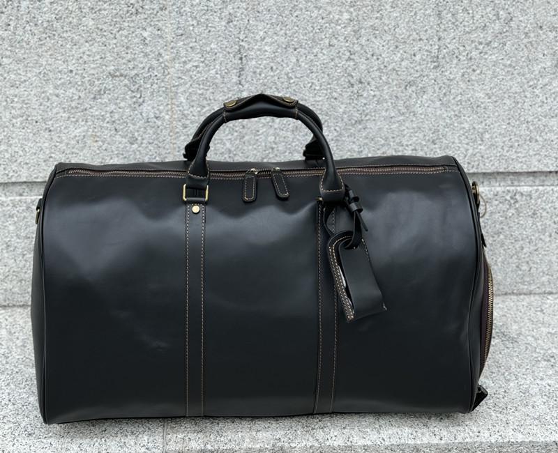Extra Large Men's Genuine Leather Travel Bag with Shoe Compartment - Handheld, Crossbody, Single Shoulder