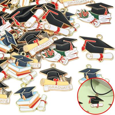 3/7/14 adet Alaşım Malzeme Üniversite Şapkası Kolye Emaye Mezuniyet Şapkası Kolye Kitap Eşleşen Lisans Şapkası Kolye Takı Yapımı DIY