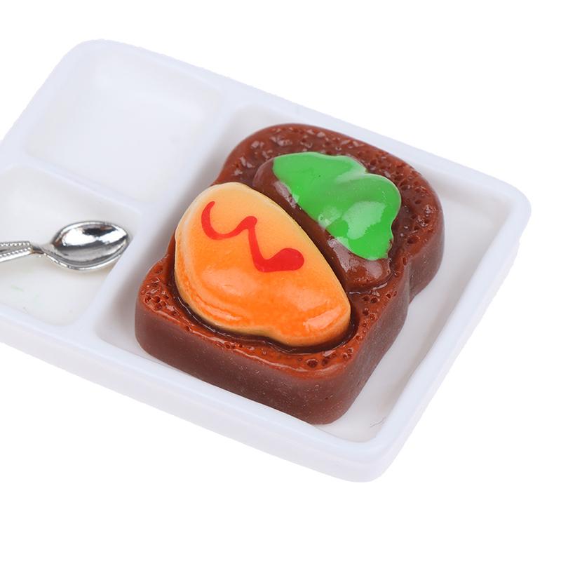 1/12 Dollhouse Miniature Toast And Jam Plate Set Decoration Accessories Toy