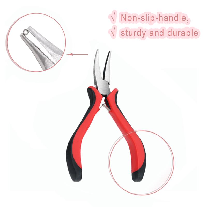 Kit de extensii de păr Cârlig de tragere și clește pentru extensie de păr și 200 buc inele de 5 mm