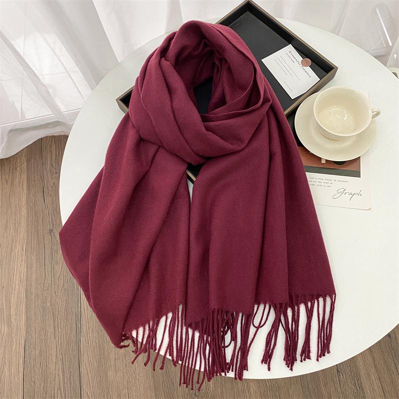 Luxury Brand Solid Women Cashmere Scarf Autumn Winter Warm Shawls Wraps Men Pashmina Tassels Scarves Female Foulard Poncho Stole
