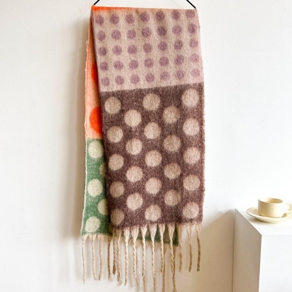 Thick Polka Dot Pattern Shawl Warm Fabric Blanket Scarf Cozy Comfort Neck Wrap Casual