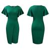 Women's summer new lotus leaf sleeve fashion split hip wrap large size women's dress