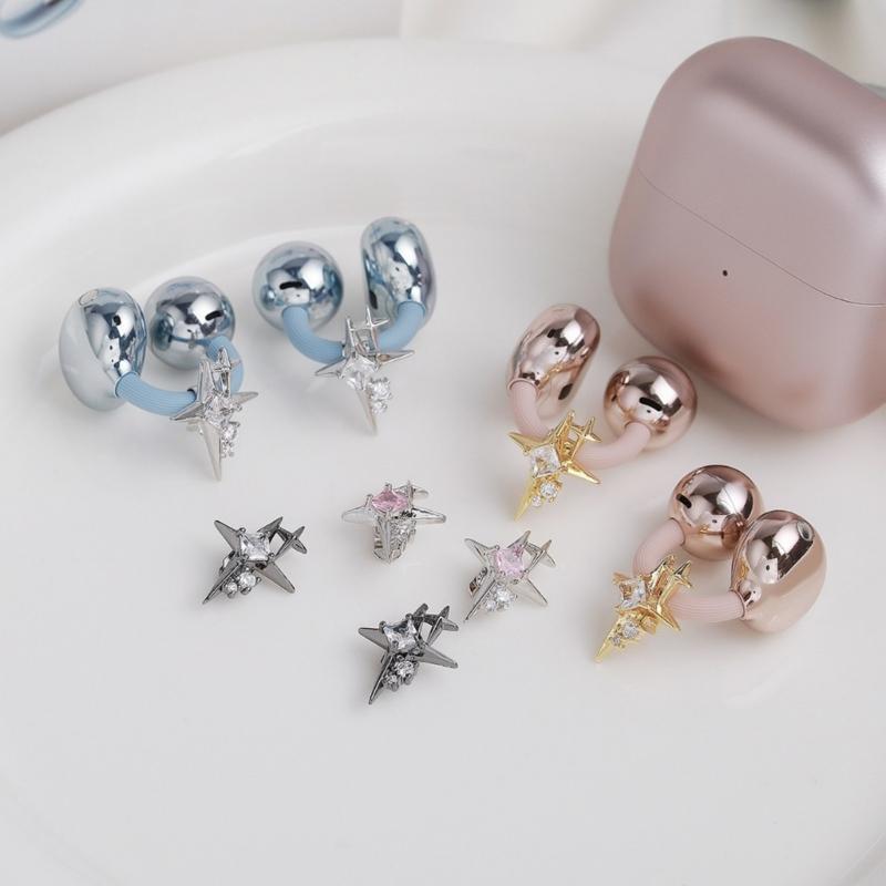 Decorațiuni Elegante din Aliaj și Zirconiu pentru Clips de Ureche Pentru Căști Freeclip 1/2 cu Accentuare Scânteietoare de Piatră Cubic Zirconia în Culoare Elegantă