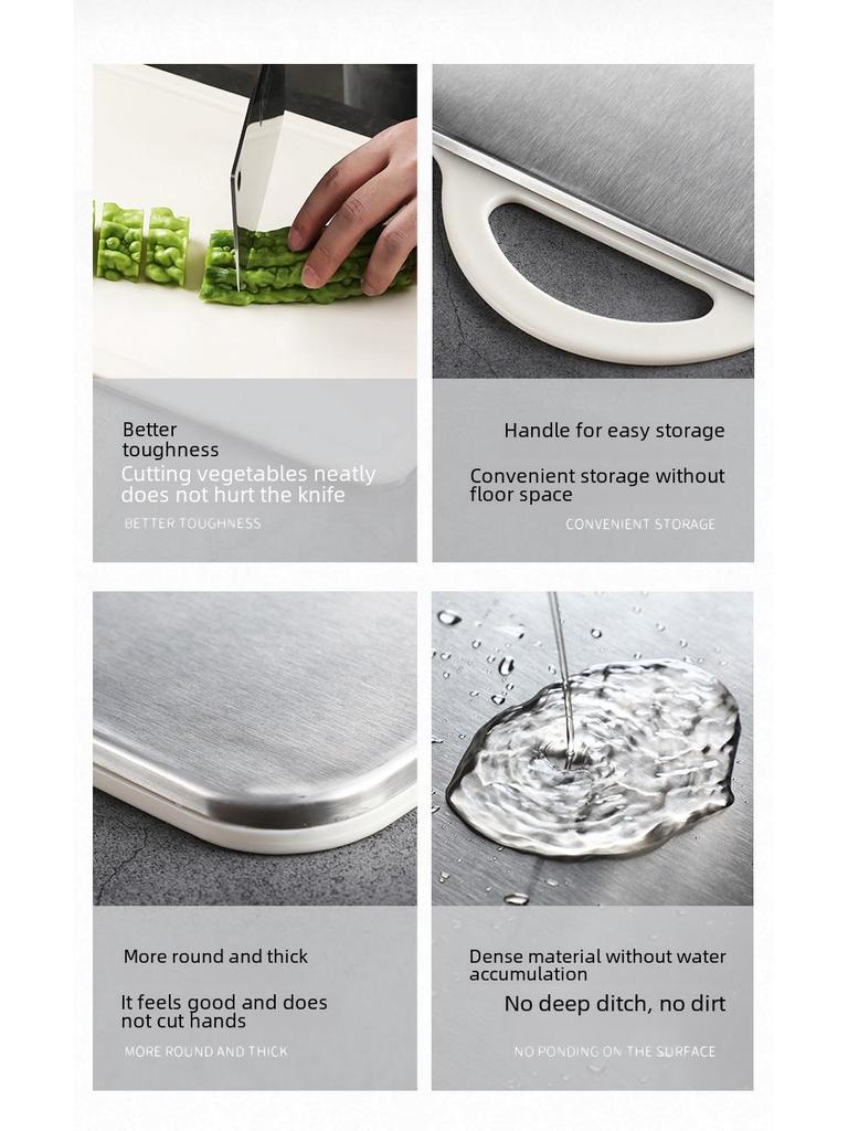 HUASU Doppelseitiges Antibakterielles Schneidebrett: Schneidebrett aus 304 Edelstahl und Kunststoff