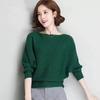 Autumn and Winter Knitted Sweaters, One-line Collar, Bat-sleeved Knitwear, Women's Pullover Bottoming Shirt