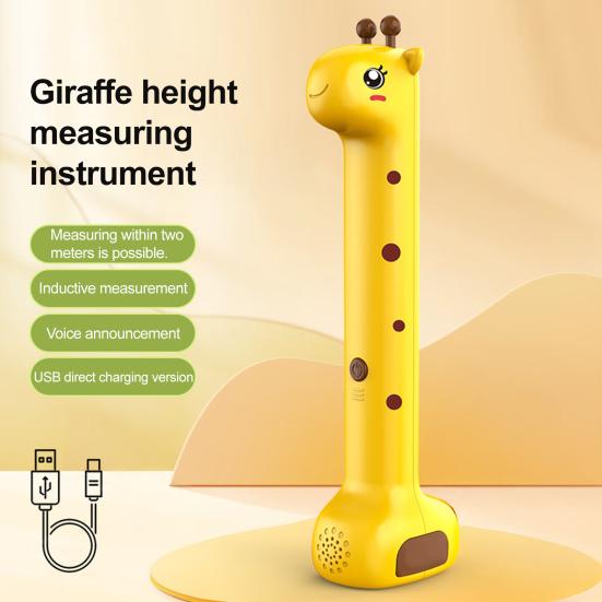 Kids Digital Height Measuring Device Cartoon Giraffe Cordless Height Stadiometer Portable Accurate Smart Children Adults Height Measurement Scale Tool