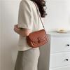 Fashionable Pu Leather Shoulder Bag Elegant Street Style Medium Saddle Bag 2023