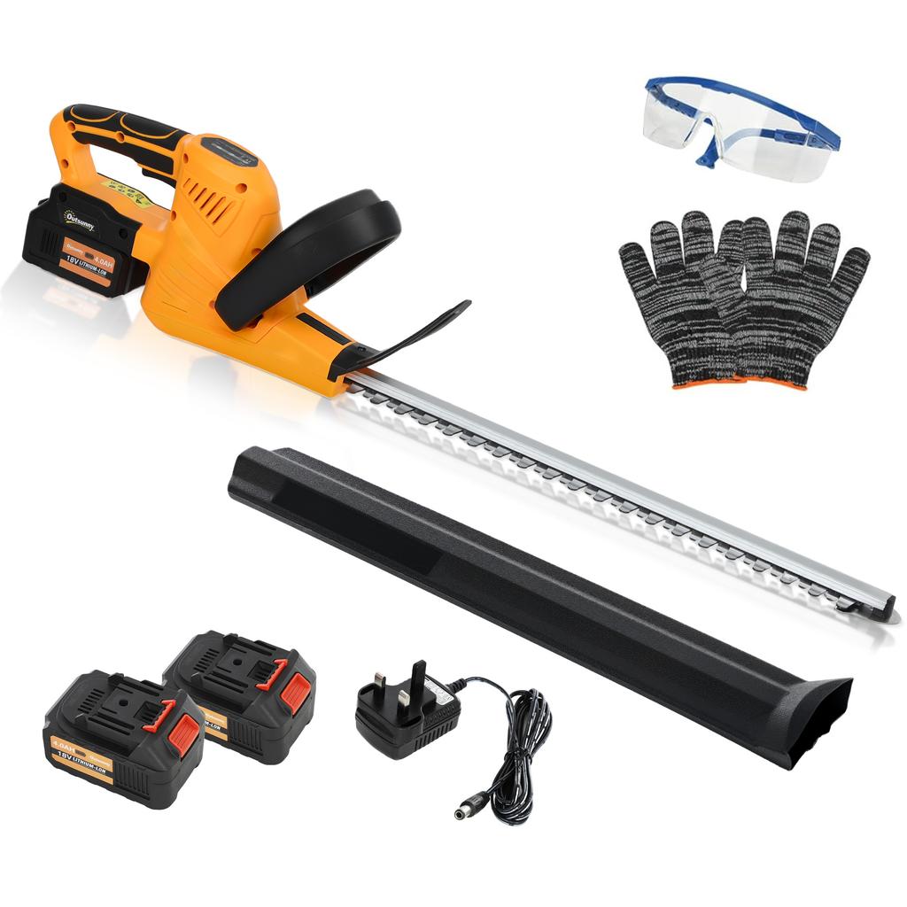 20" Cordless Hedge Trimmer, 18V Electric Hedge Cutter with 51cm Dual Action Blade, 2 x 4000mAh Batteries and Brushless Motor for Garden Branches